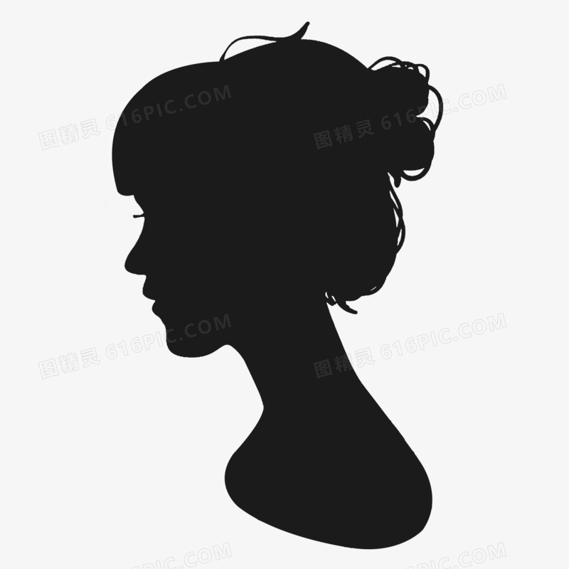 女性头部轮廓剪影装饰素材