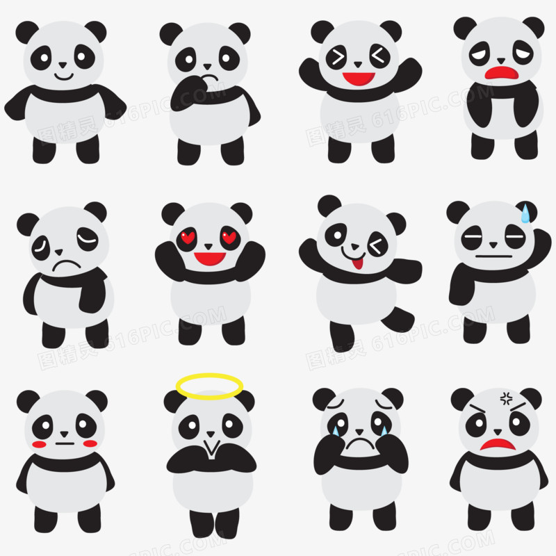 矢量表情符号的熊猫