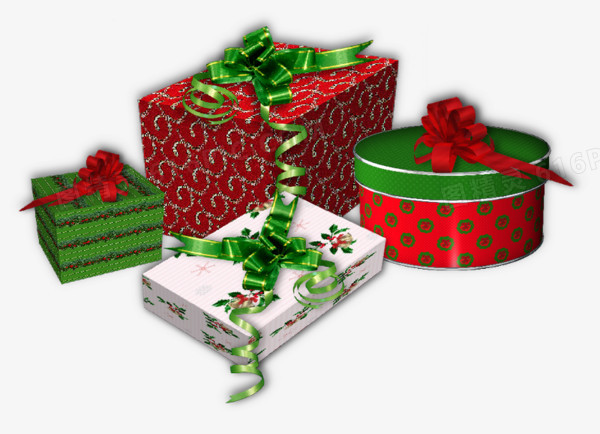 红色圆形礼物盒子 方形礼物盒子