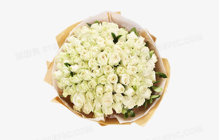 白色玫瑰99朵鲜花花束