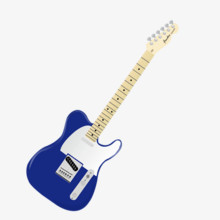 蓝色吉他PNG透明背景素材