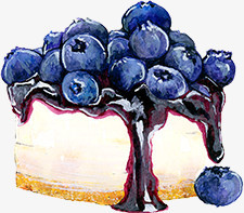 高清手绘水彩素材合成蓝莓