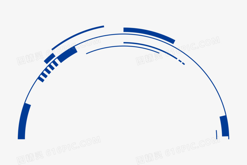 简约蓝色科技半圆环装饰素材