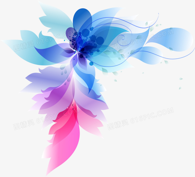 蓝色梦幻唯美花纹花朵设计