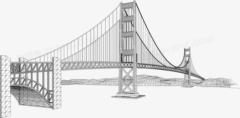 象山港大桥素描图片