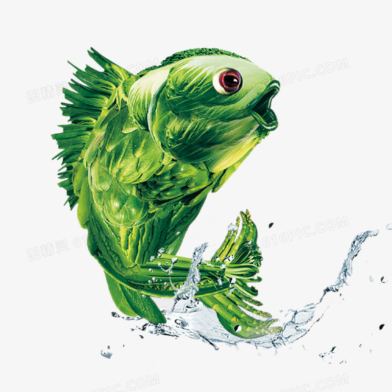 绿色飞舞的鲤鱼