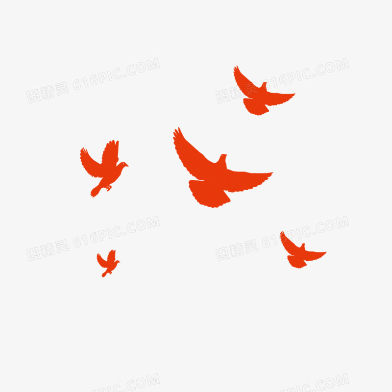 橙色飞鸟装饰图案