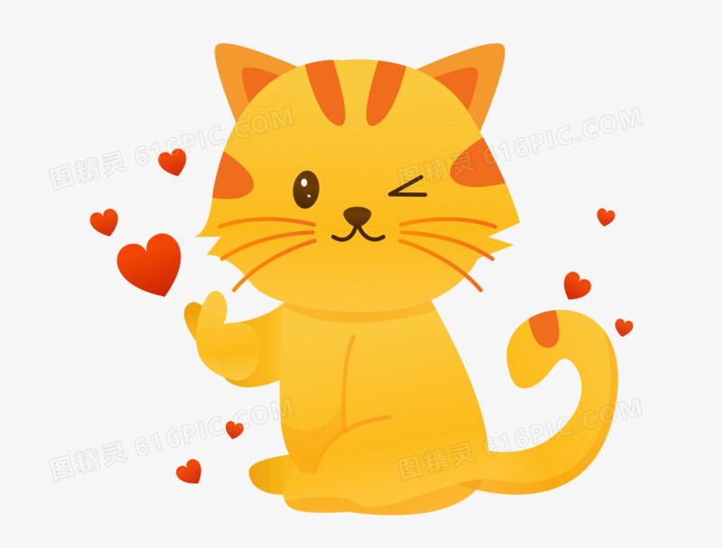 卡通小动物可爱猫比爱心素材