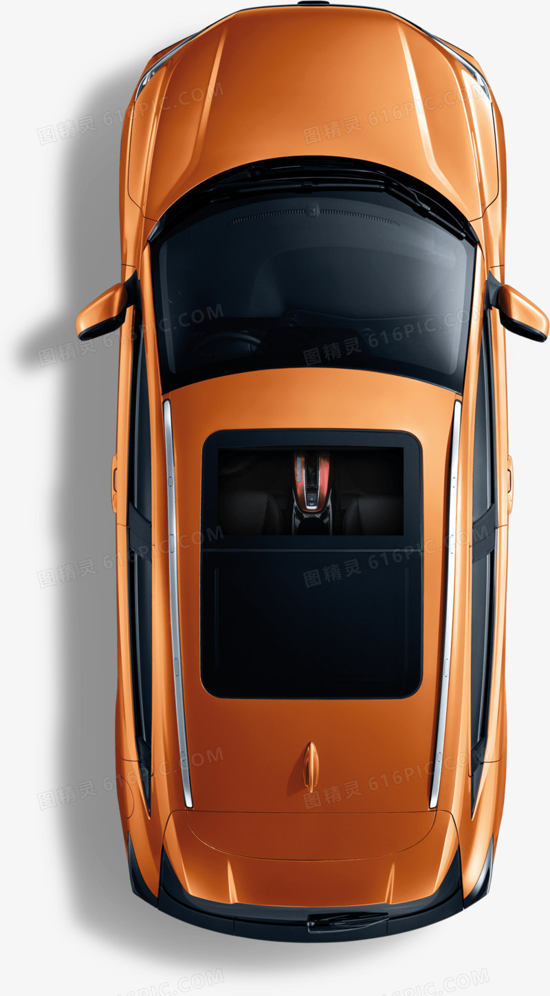 橙色汽车俯视图