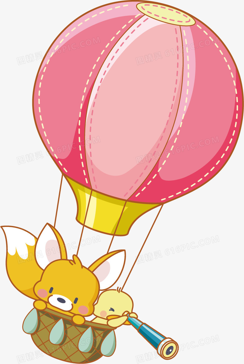 热气球卡通海报背景素材