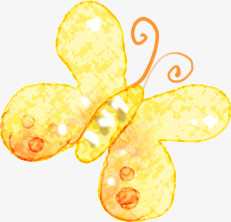 黄色水彩手绘夏季蝴蝶