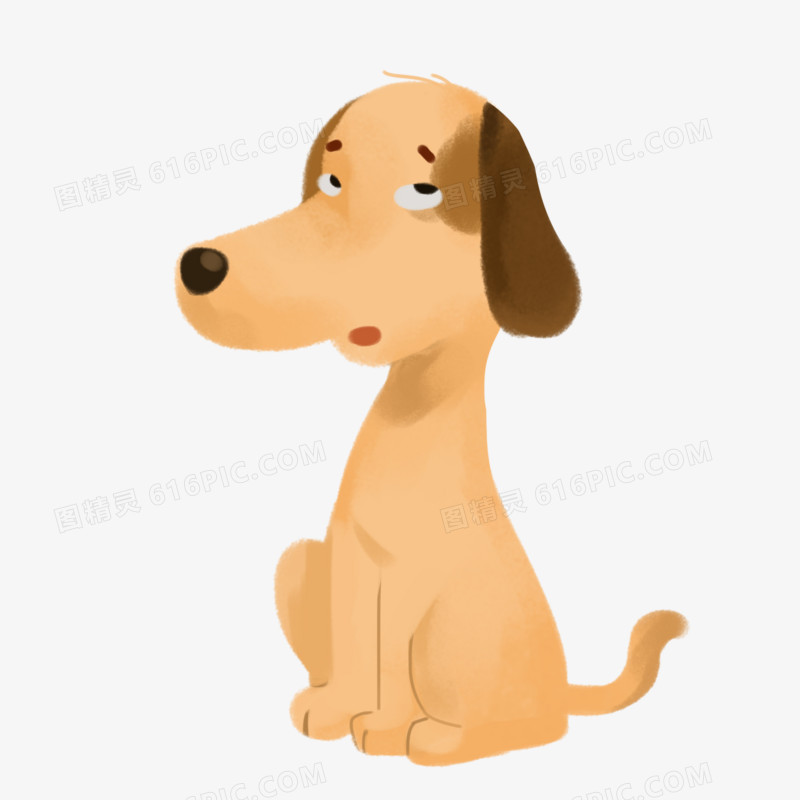 卡通手绘可爱的小狗在翻白眼素材