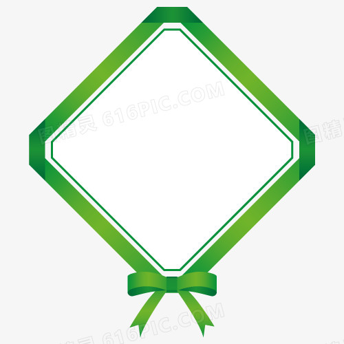 绿色菱形蝴蝶结边框卡通