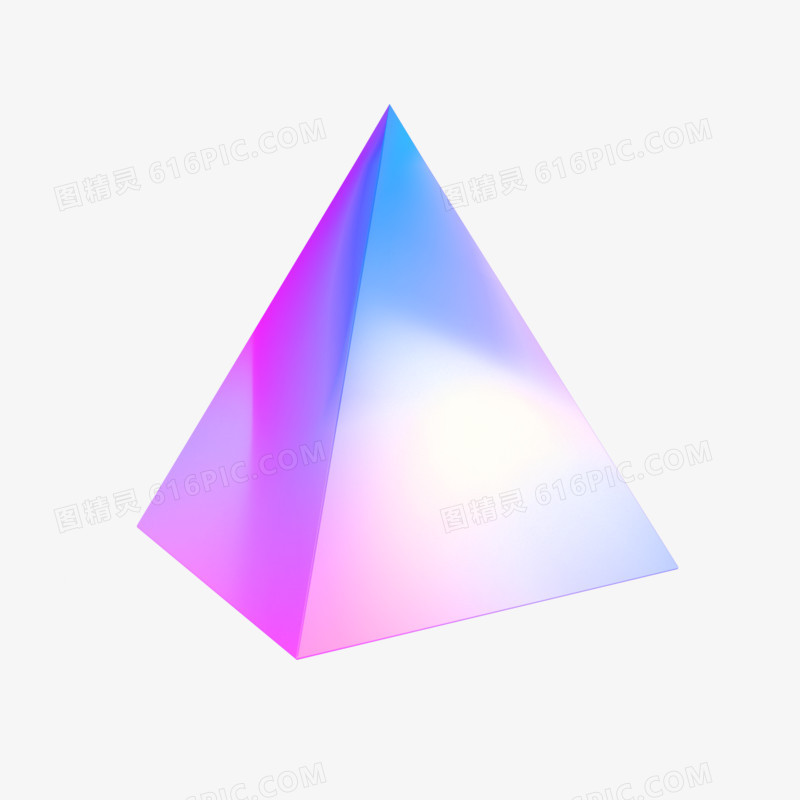 紫色简约渐变C4D立体酸性潮流三角锥体元素