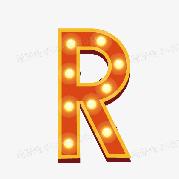 数字字母 字母R 霓虹灯字体