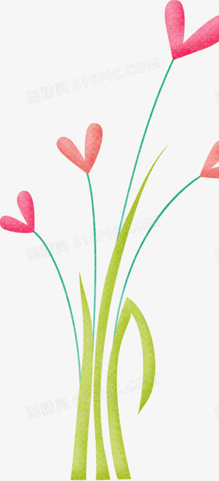 粉色卡通爱心植物创意