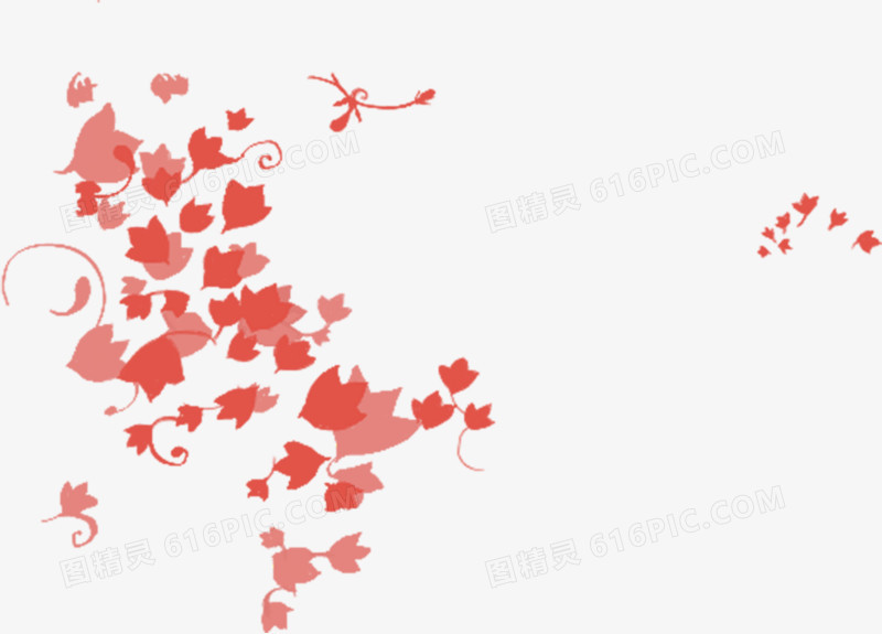 手绘红色秋季枫叶