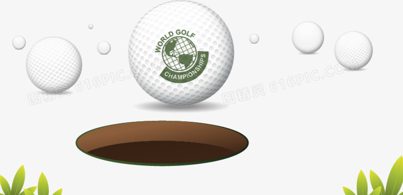 手绘高尔夫球球洞元素