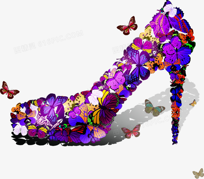 精美卡通蝴蝶创意高跟鞋设计