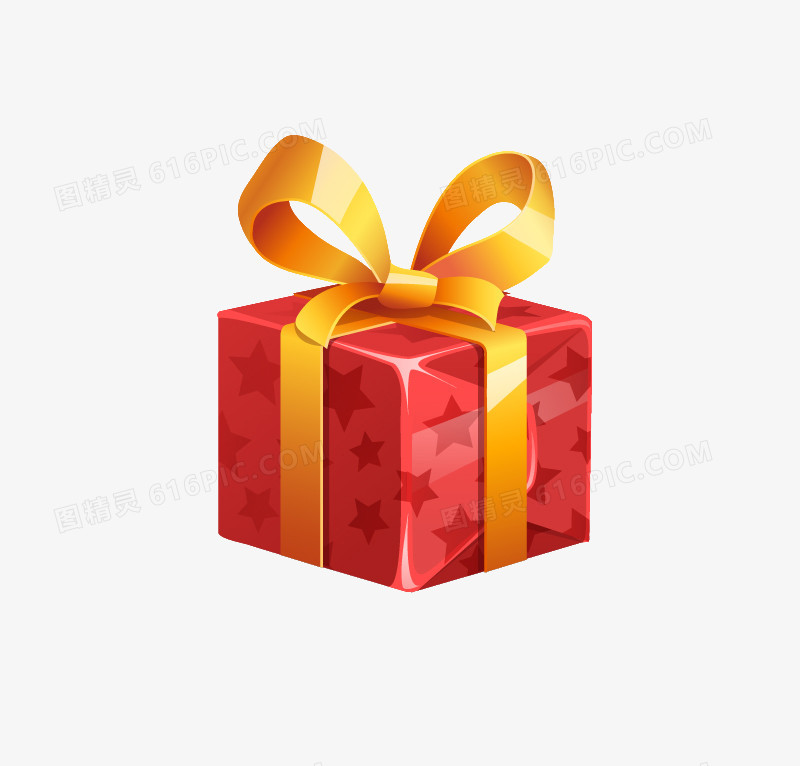 礼物盒红色星星礼物盒黄色蝴蝶结丝带