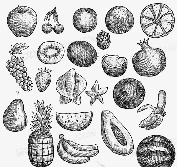 手绘素描水果