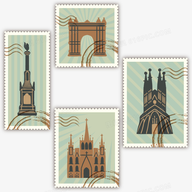 矢量旅游邮票