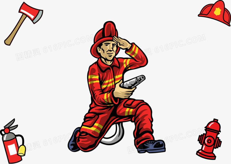 矢量图消防战士