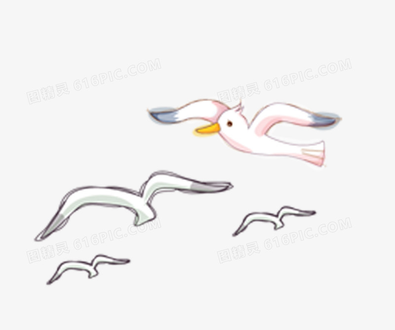 白色卡通海鸥装饰图案