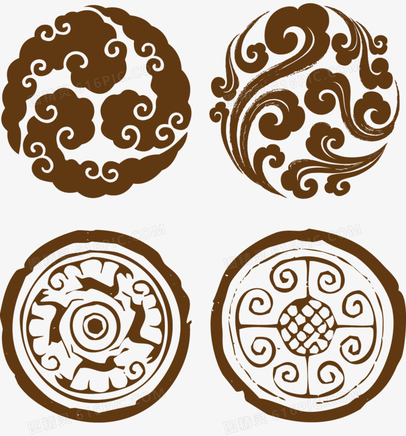 中国圆形古典装饰花纹