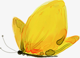 手绘黄色水墨蝴蝶装饰