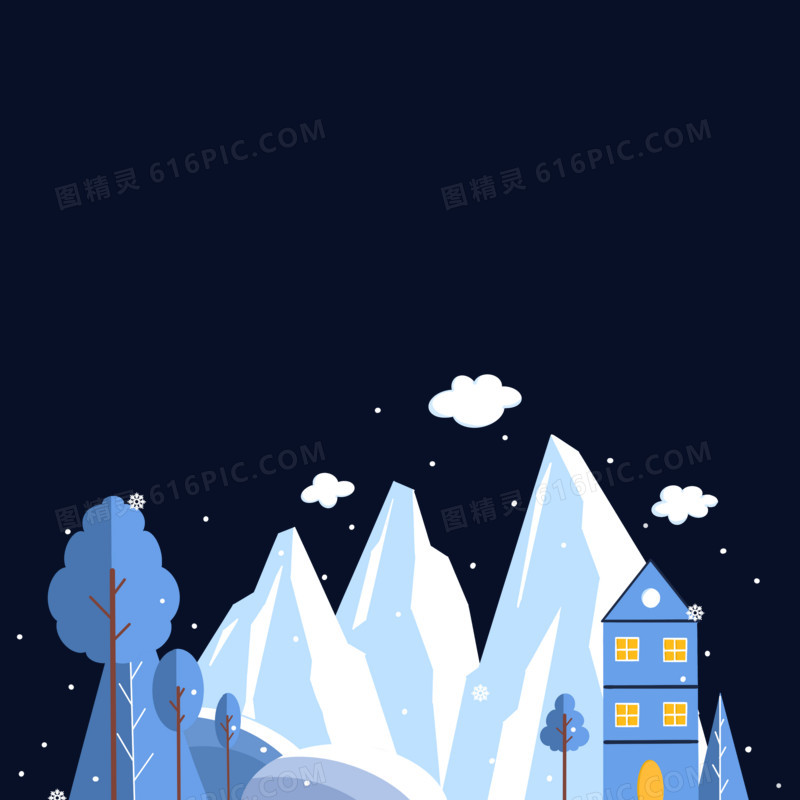 手绘清新雪景矢量免抠元素