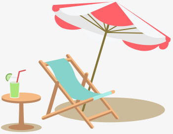 扁平风格沙滩椅夏天桌子饮料