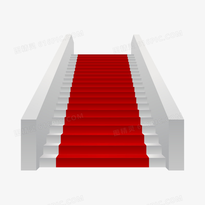 矢量铺着红地毯的台阶