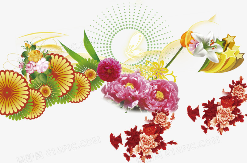 节日中式花朵装饰
