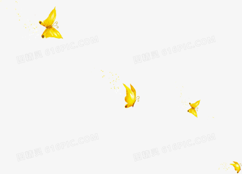 4只翩翩起舞的黄色蝴蝶