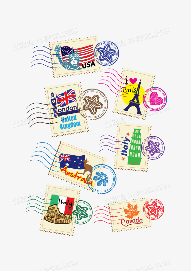 邮票  邮戳  国家