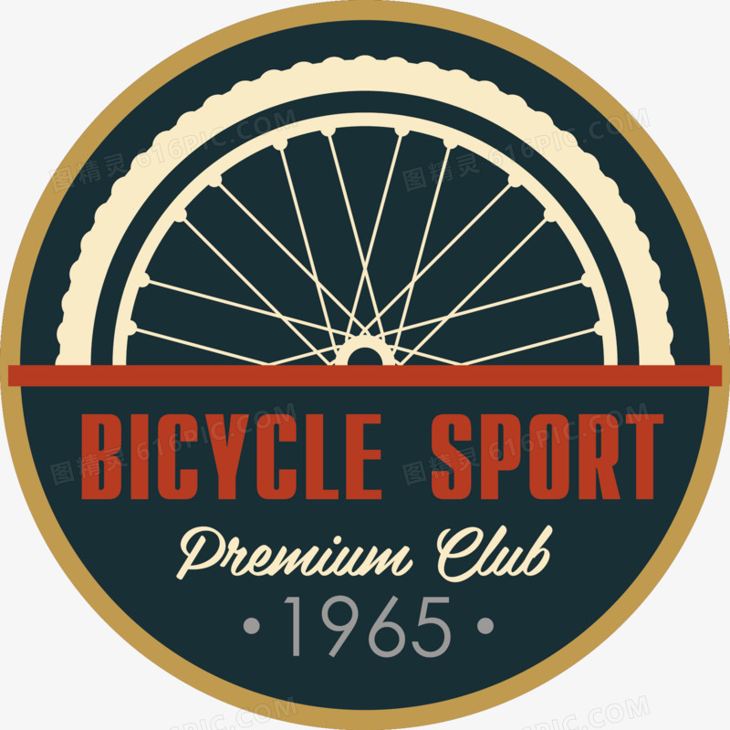 欧洲旧式自行车轮胎主题圆形邮票