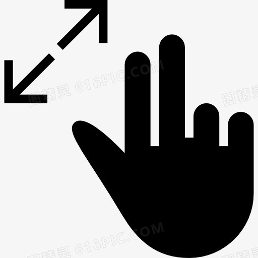 两个手指滑动手势的黑色手象征图标