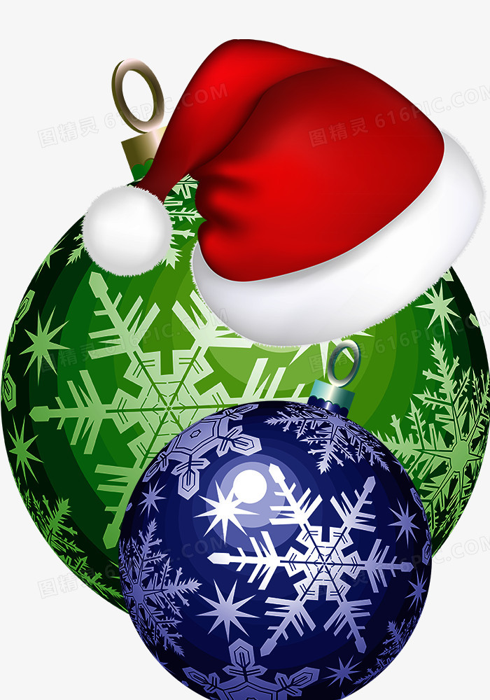 红色圣诞帽和礼物球