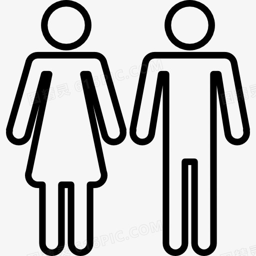 女性和男性的形状轮廓的轮廓图标