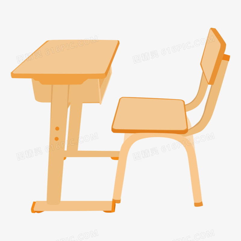 手绘教室桌椅单人课桌素材