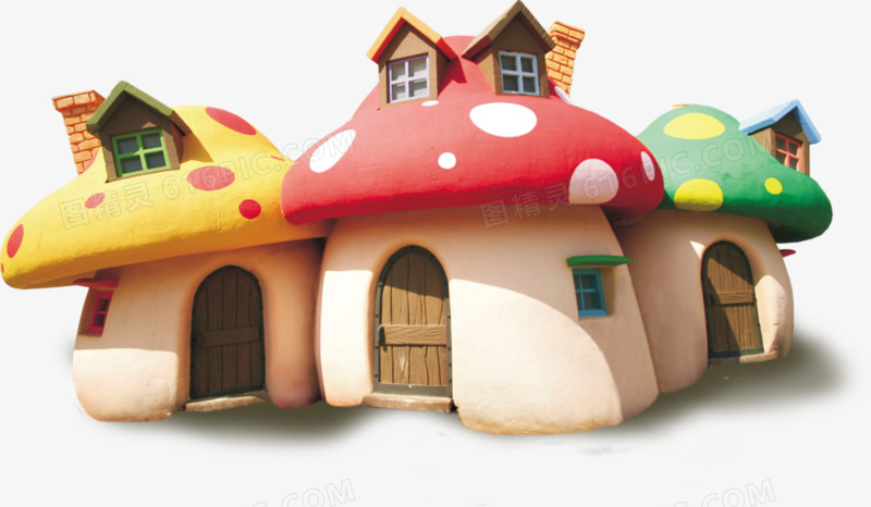 春季彩色蘑菇房屋