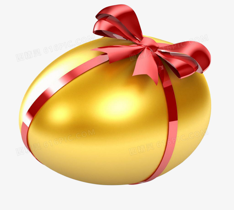 金蛋 绑着丝带的金色巨蛋 金蛋