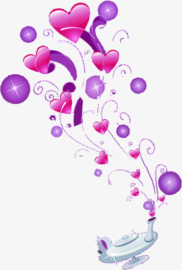 紫色手绘唯美爱心创意