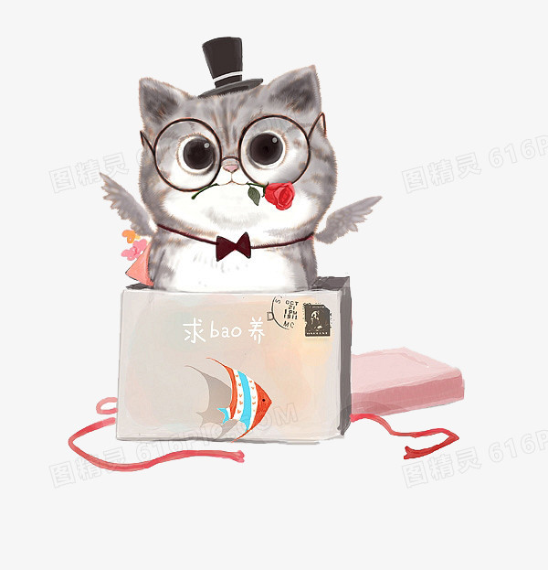 猫咪箱子矢量图