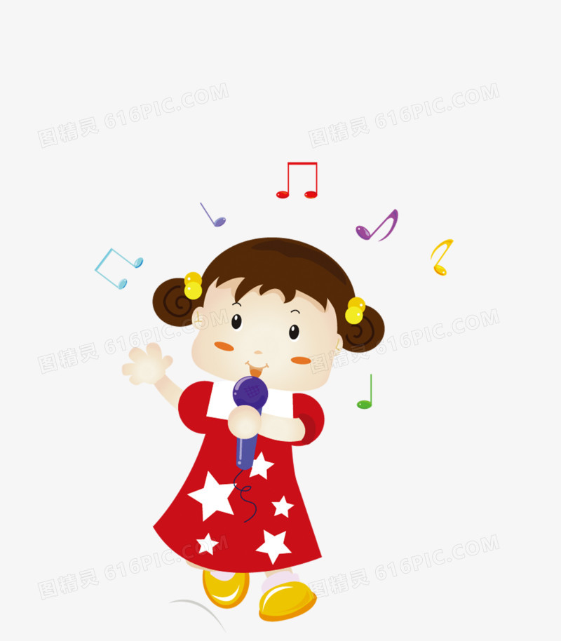 唱歌的小女孩插图元素