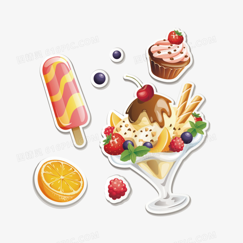 水果冰淇淋和雪糕