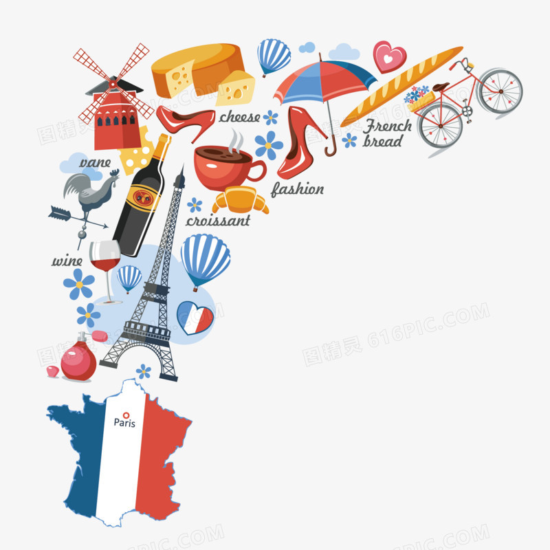 卡通法国旅游主题漫画