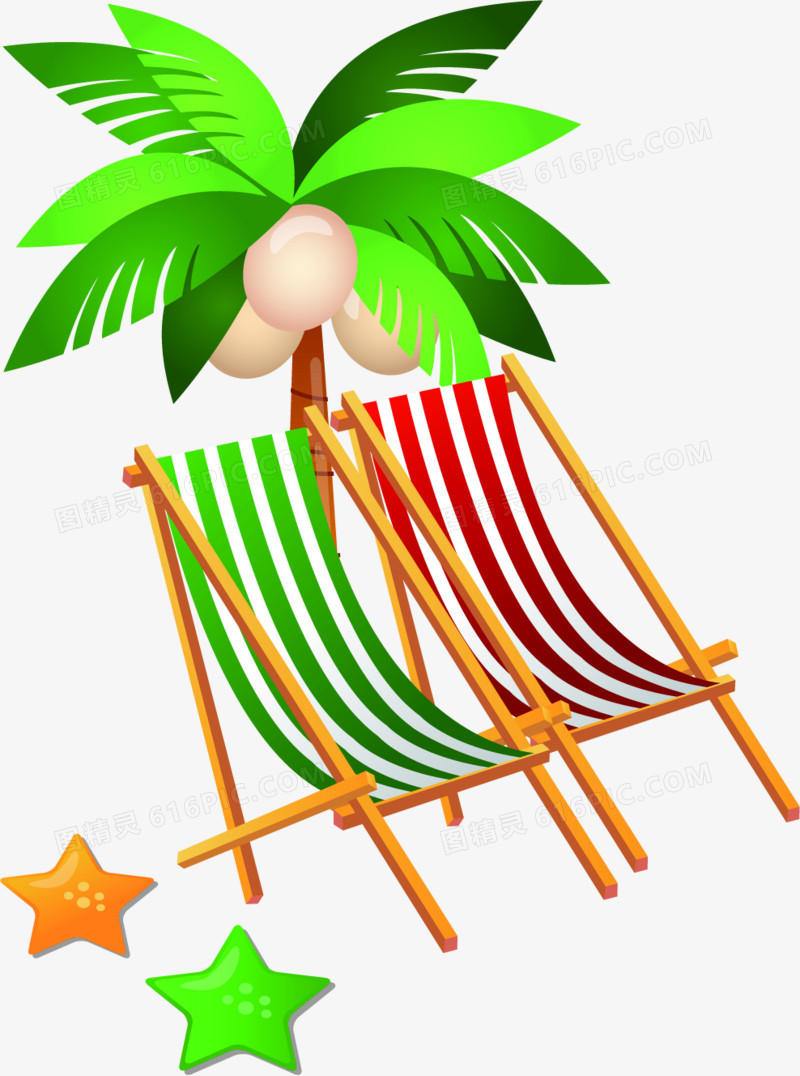 夏日海滩躺椅素材