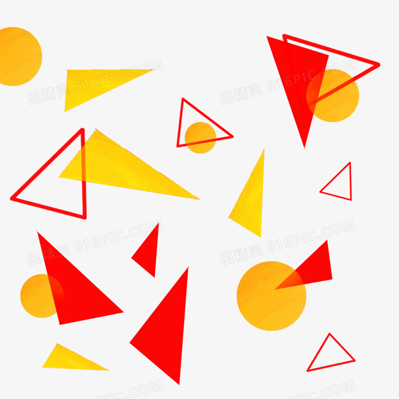 红黄扁平碎片几何漂浮元素